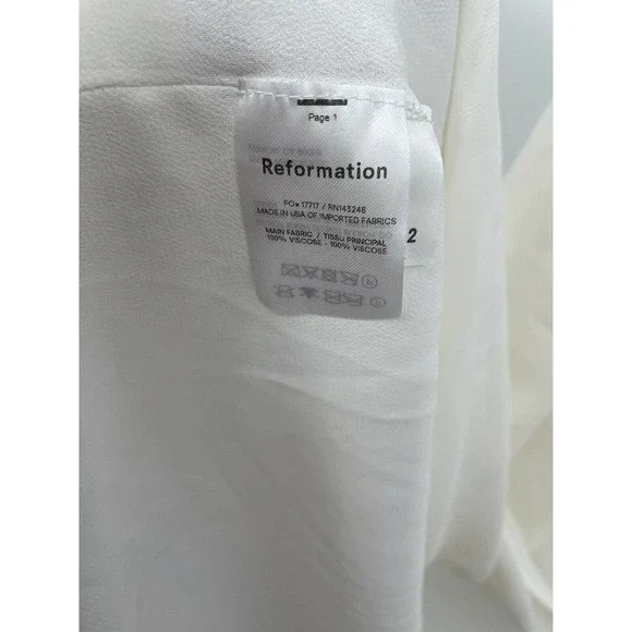 Reformation Evelyn One Shoulder Dress Ivory Size 2 Chiffon Front Slit Dress - Picture 7 of 7